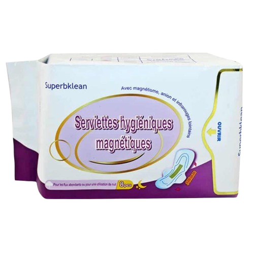 SERVIETTES HYGIENIQUES MAGNETIQUES (Détail) Bleu-vert-violet-rose